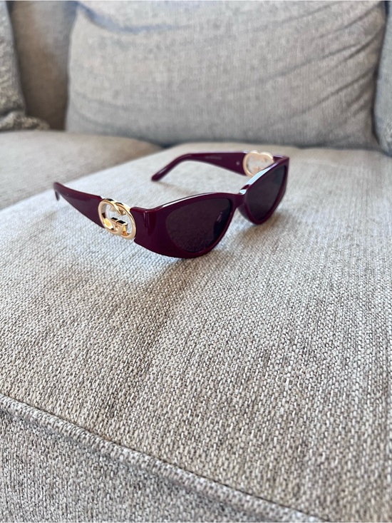 Gucci Accessories - Gucci Interlocking G Burgundy Cat Eye Sunglasses with Gold Accent